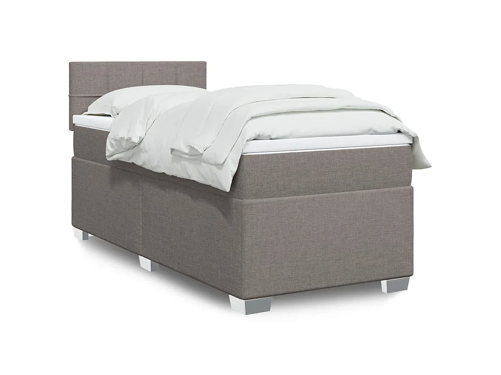 Cama com molas/colchão 90x190 cm tecido castanho-acinzentado