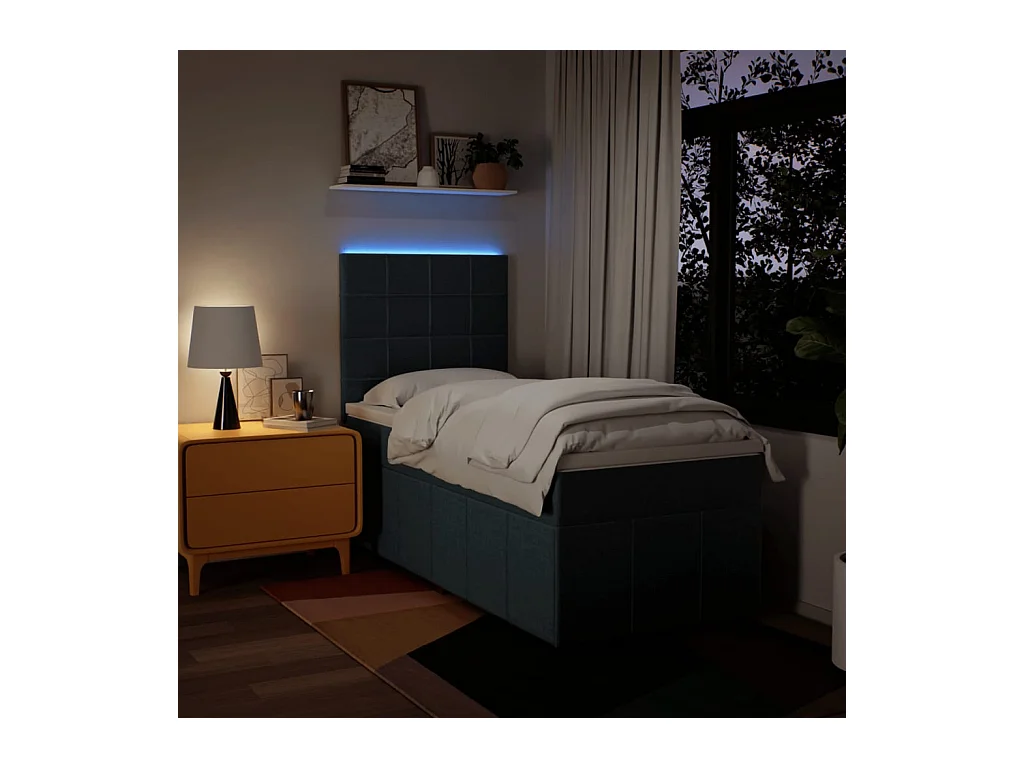 Sommier à lattes de lit avec matelas Bleu 100x200 cm Tissu