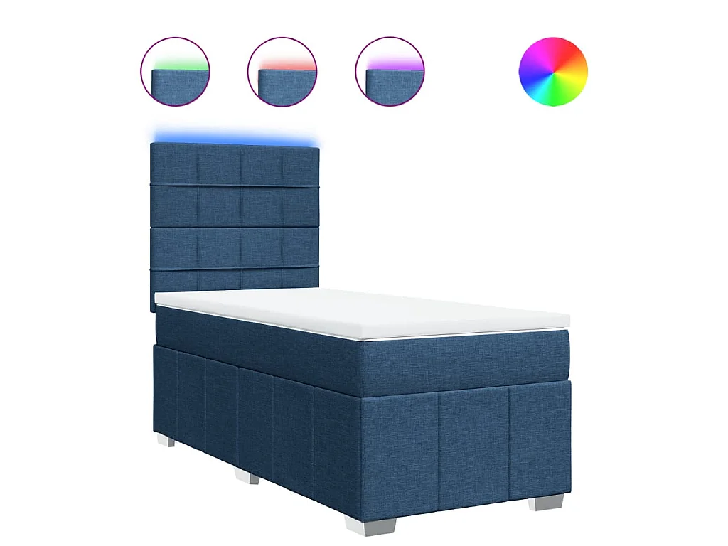 Boxspring met matras stof blauw 100x200 cm