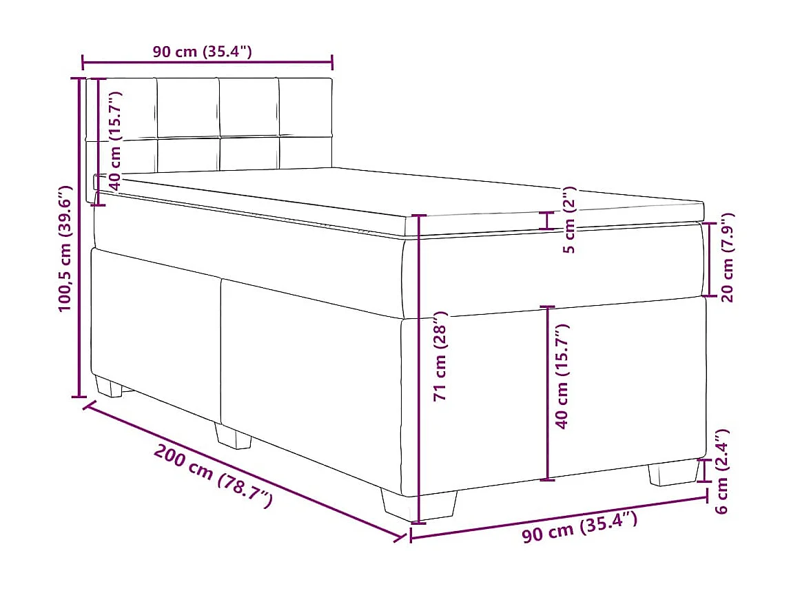 Sommier à lattes de lit avec matelas Bleu foncé 90x200 cm