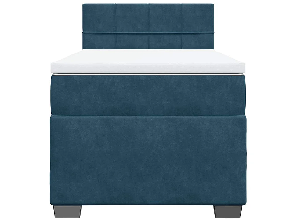 Cama box spring con colchón terciopelo azul oscuro 90x200 cm