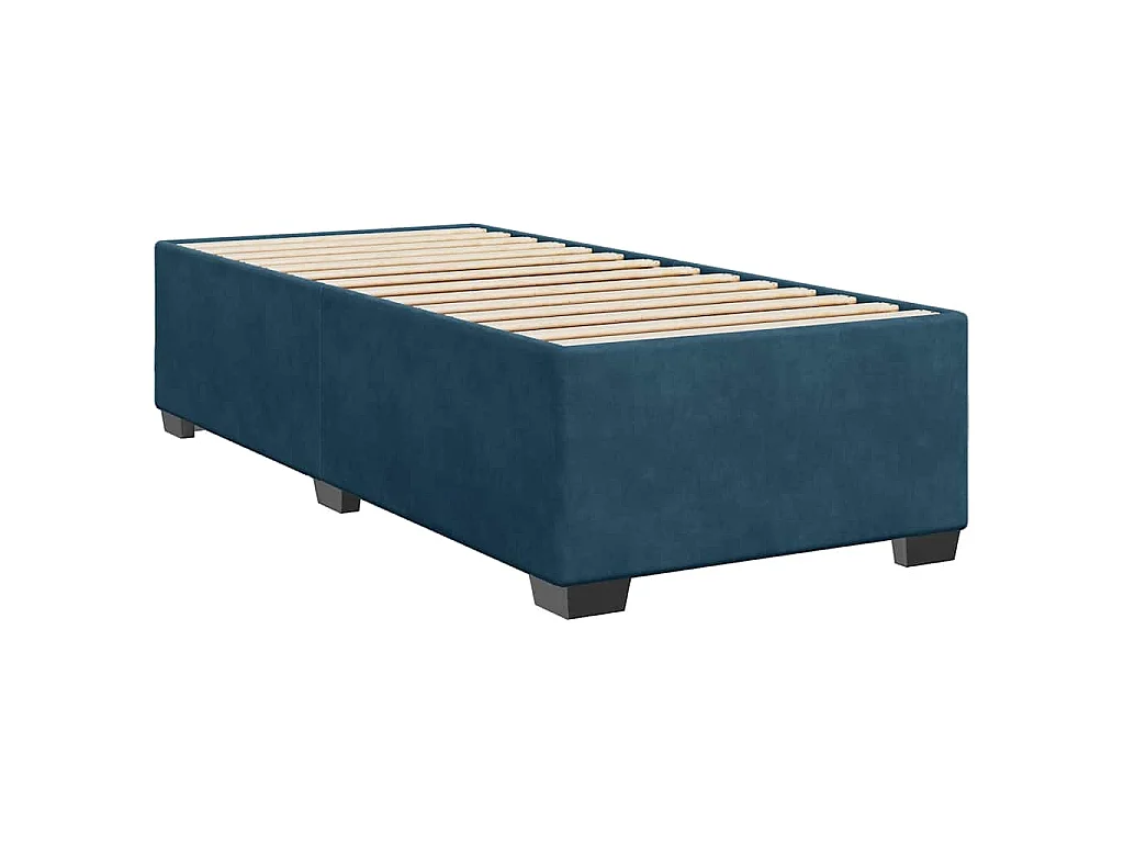 Cama box spring con colchón terciopelo azul oscuro 90x200 cm