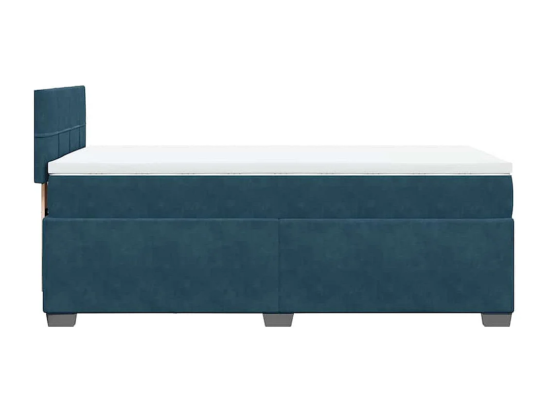 Cama box spring con colchón terciopelo azul oscuro 90x200 cm