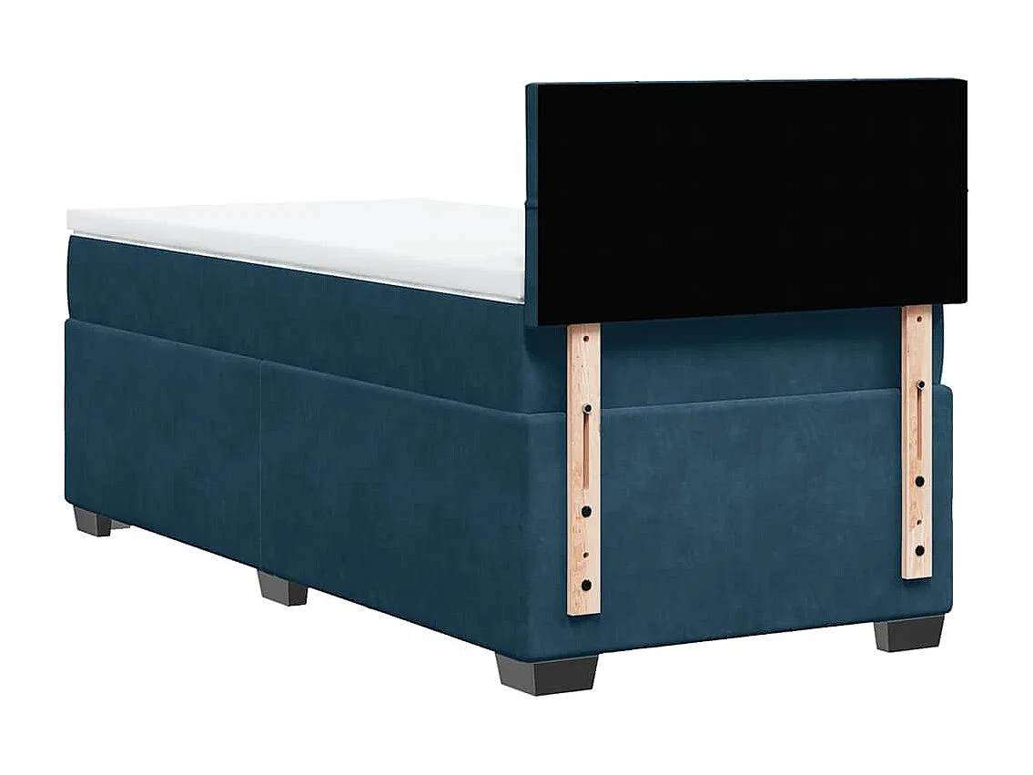 Cama box spring con colchón terciopelo azul oscuro 90x200 cm
