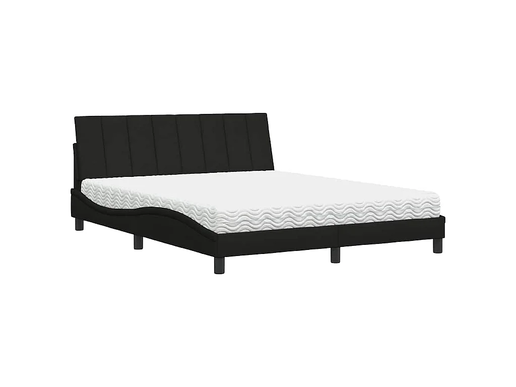Lit avec matelas Hanko noir 160x200 cm tissu