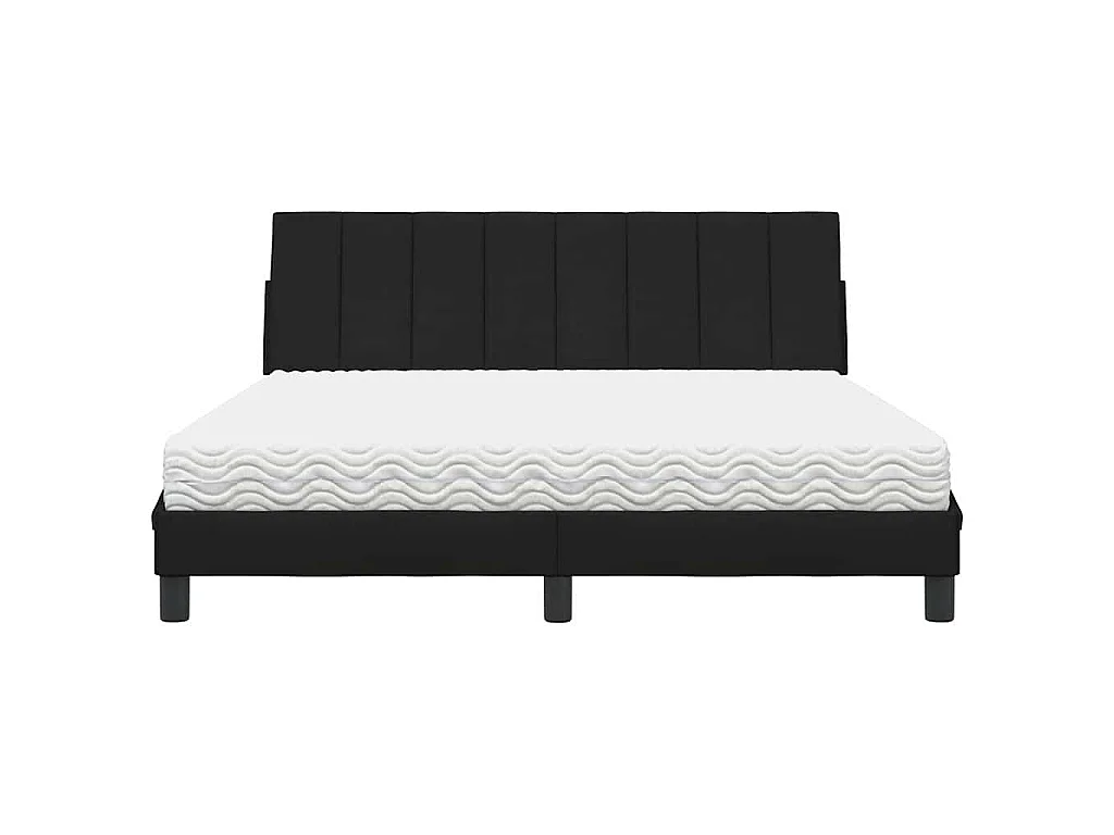 Lit avec matelas Hanko noir 160x200 cm tissu