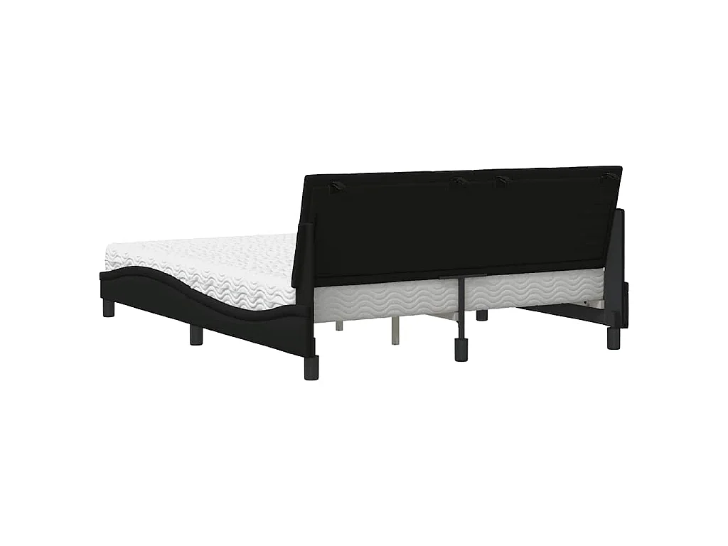 Lit avec matelas Hanko noir 160x200 cm tissu