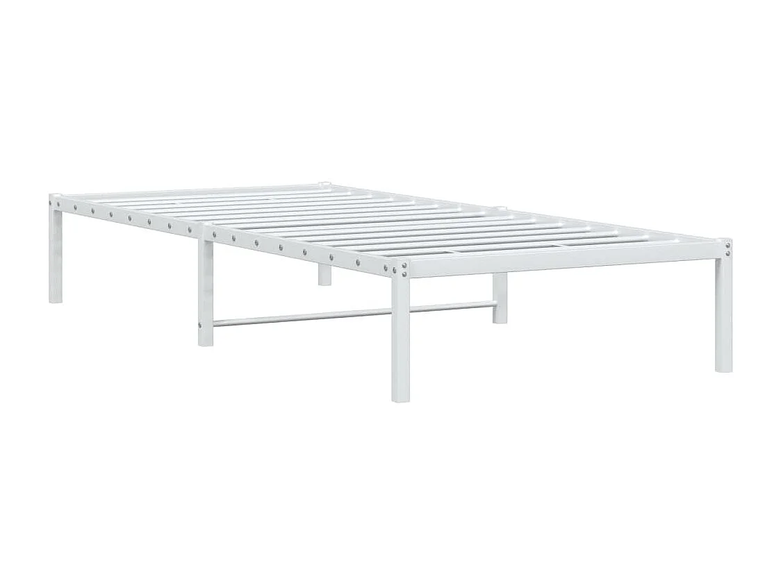 Cadre de lit métal sans matelas blanc 90x190 cm