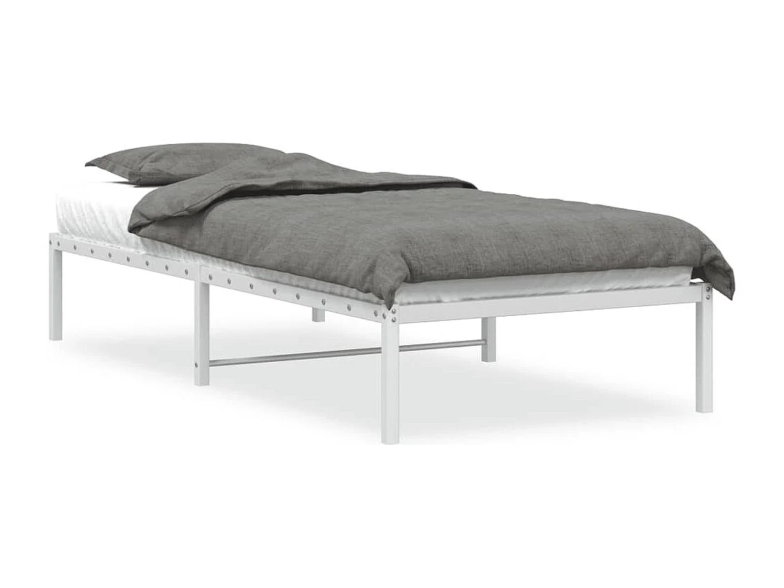 Cadre de lit métal sans matelas blanc 90x190 cm