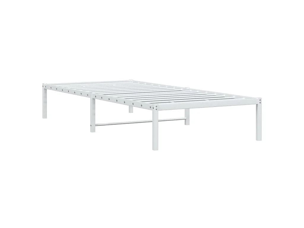 Cadre de lit métal sans matelas blanc 90x190 cm