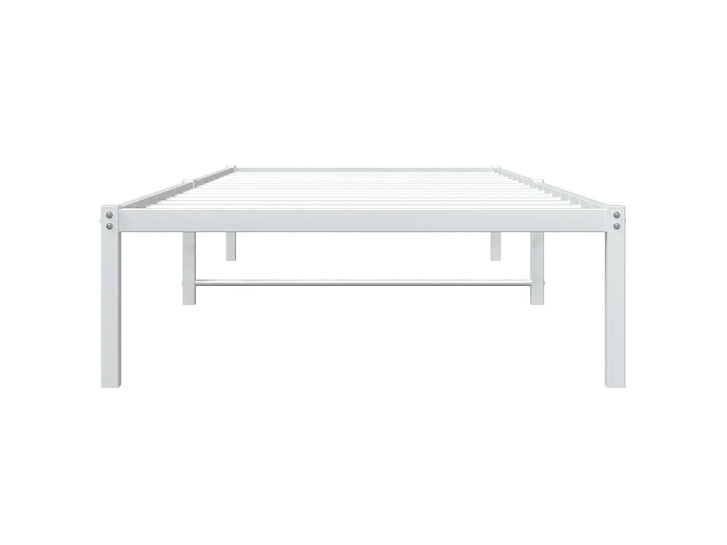 Cadre de lit métal sans matelas blanc 90x190 cm