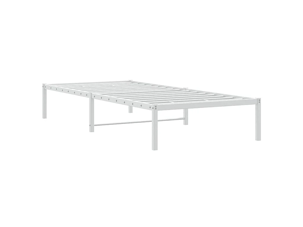 Cadre de lit métal sans matelas blanc 90x190 cm