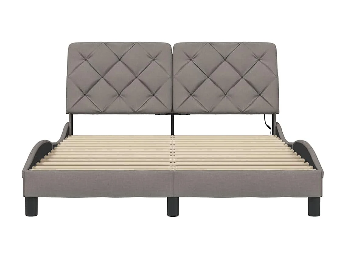 Bedframe met LED zonder matras 140x190 cm stof taupe