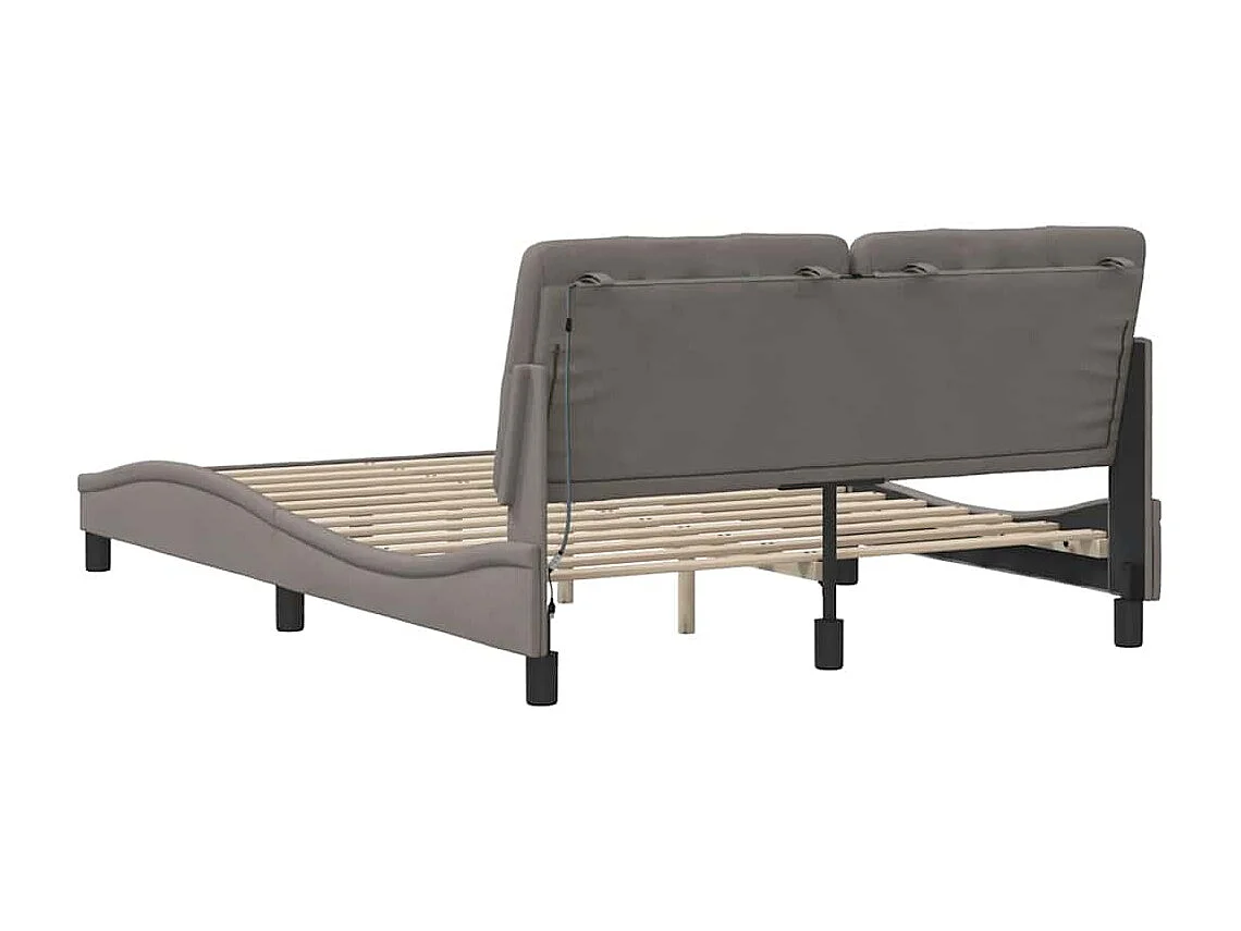 Bedframe met LED zonder matras 140x190 cm stof taupe