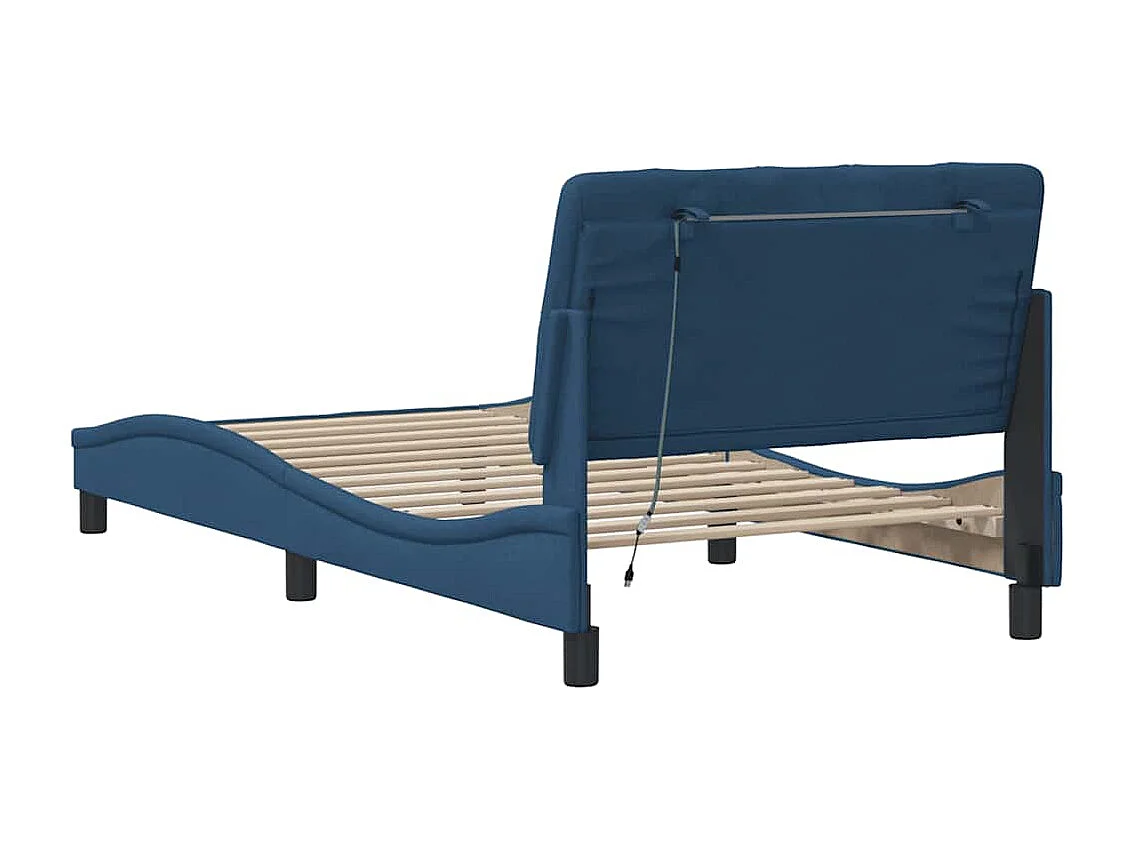 Bettgestell mit LED ohne Matratze Blau 100x200 cm Stoff
