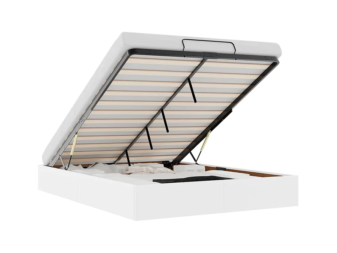 Cadre de lit ottoman sans matelas blanc 140x190 cm similicuir