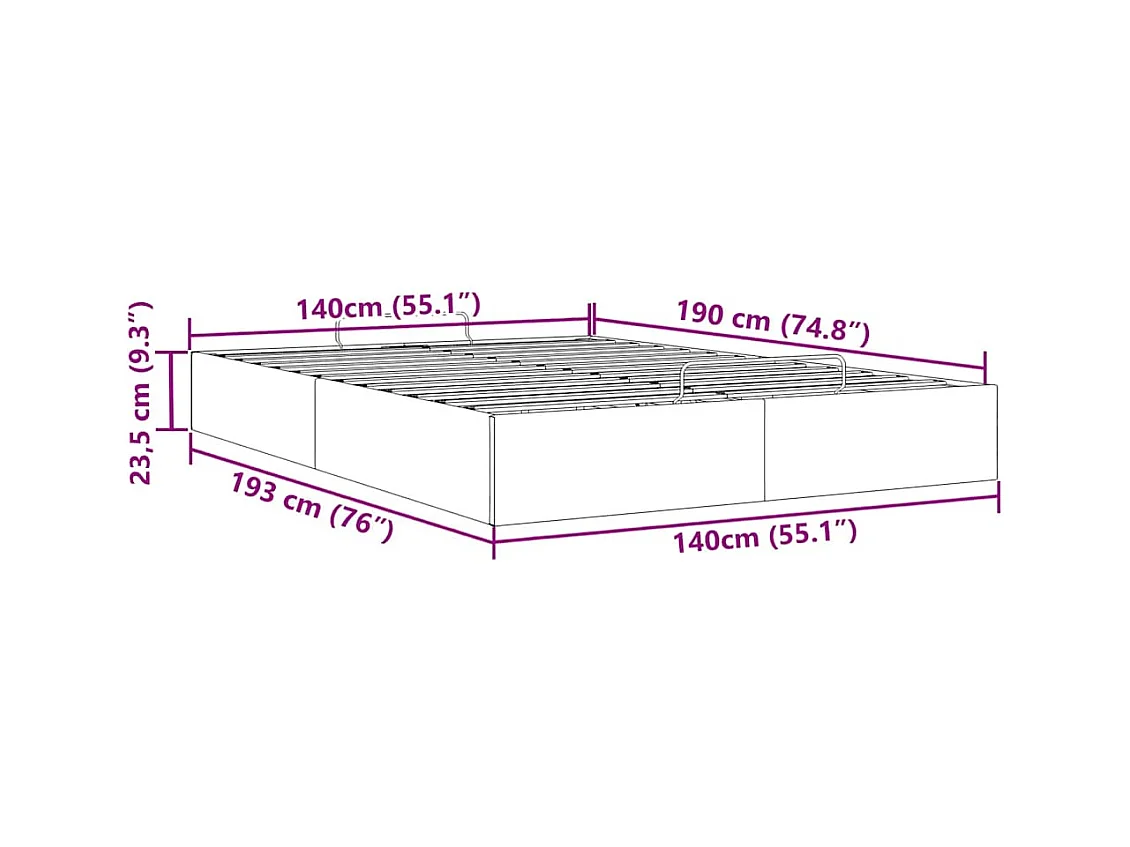 Cadre de lit ottoman sans matelas blanc 140x190 cm similicuir