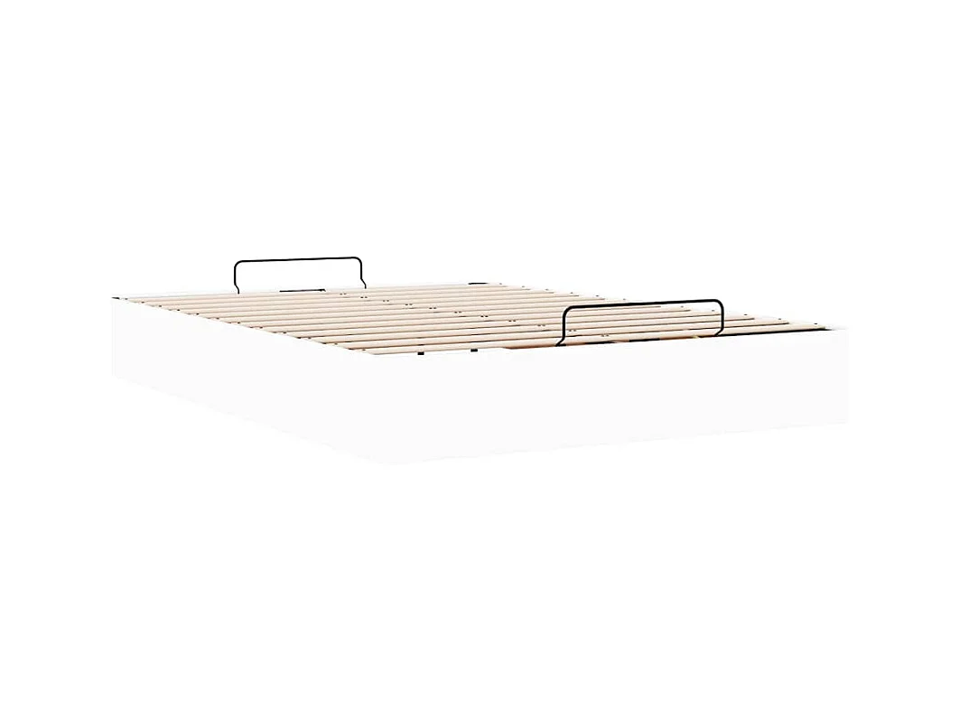 Cadre de lit ottoman sans matelas blanc 140x190 cm similicuir