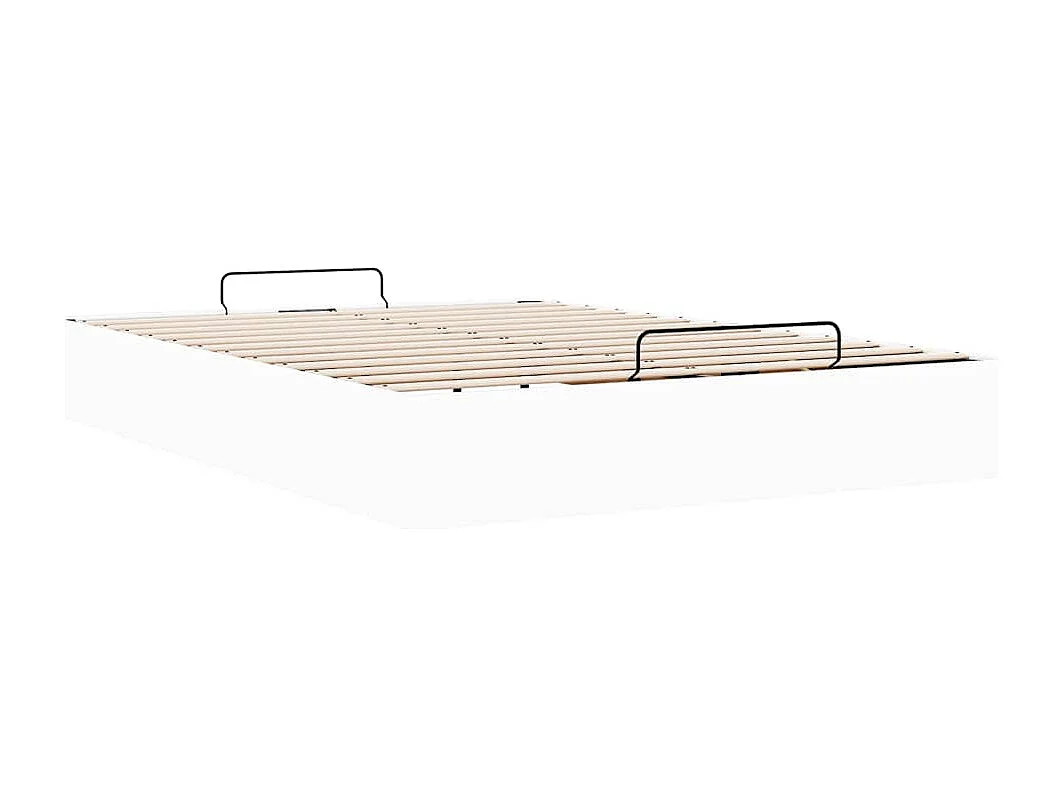 Cadre de lit ottoman sans matelas blanc 140x190 cm similicuir