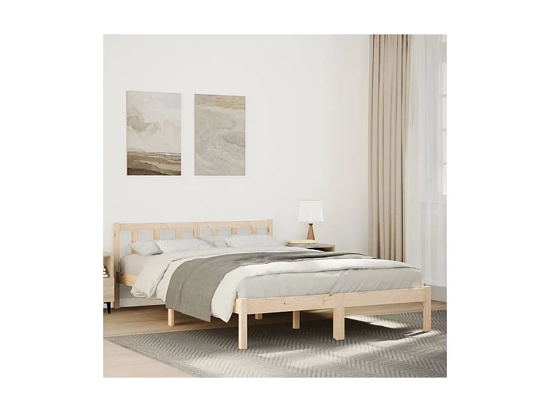 Cadre de lit extra long sans matelas 140x220 cm bois massif pin
