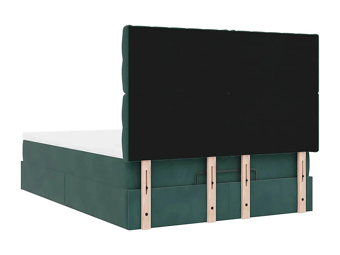 Cadre de lit ottoman avec matelas vert foncé 140x200 cm velours