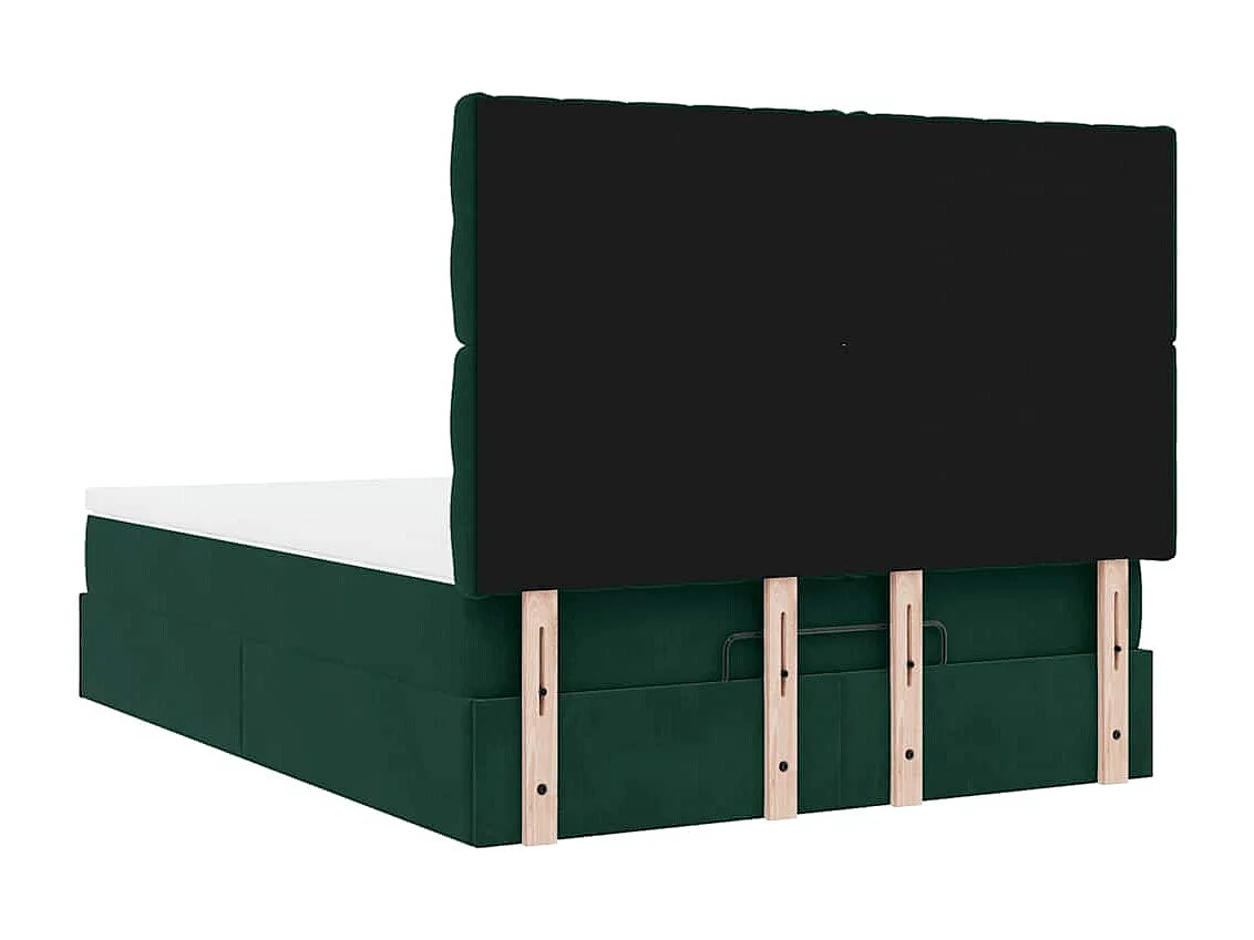 Ottoman-Bett mit Matratzen & LEDs Dunkelgrün 140x200 cm Samt