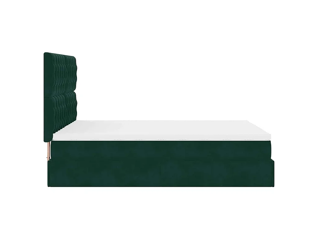 Ottoman-Bett mit Matratzen & LEDs Dunkelgrün 140x200 cm Samt