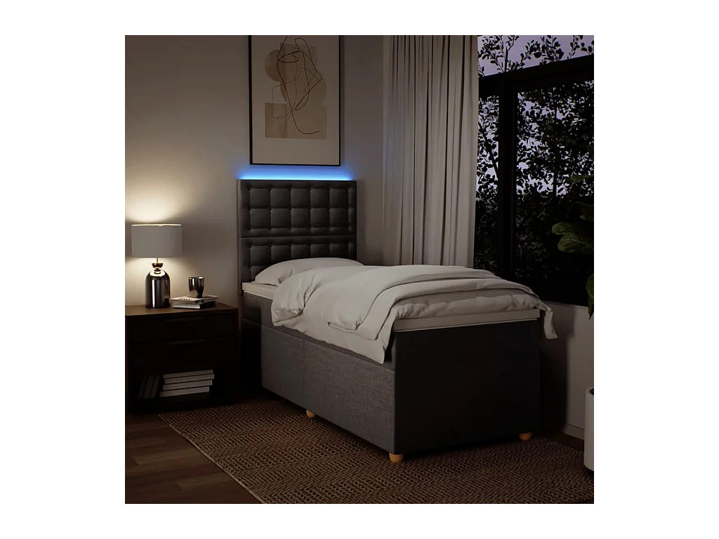 Sommier à lattes de lit avec matelas Taupe 100x200 cm Tissu