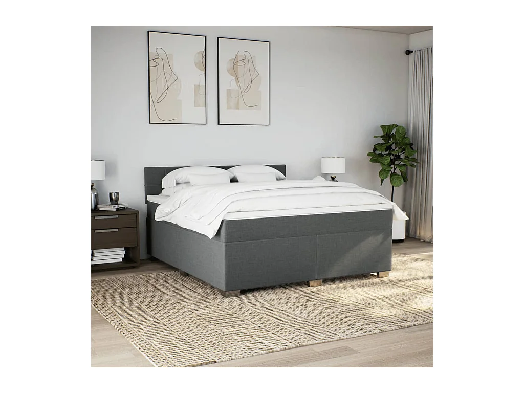 Boxspringbett mit Matratze Dunkelgrau 180x200 cm Stoff