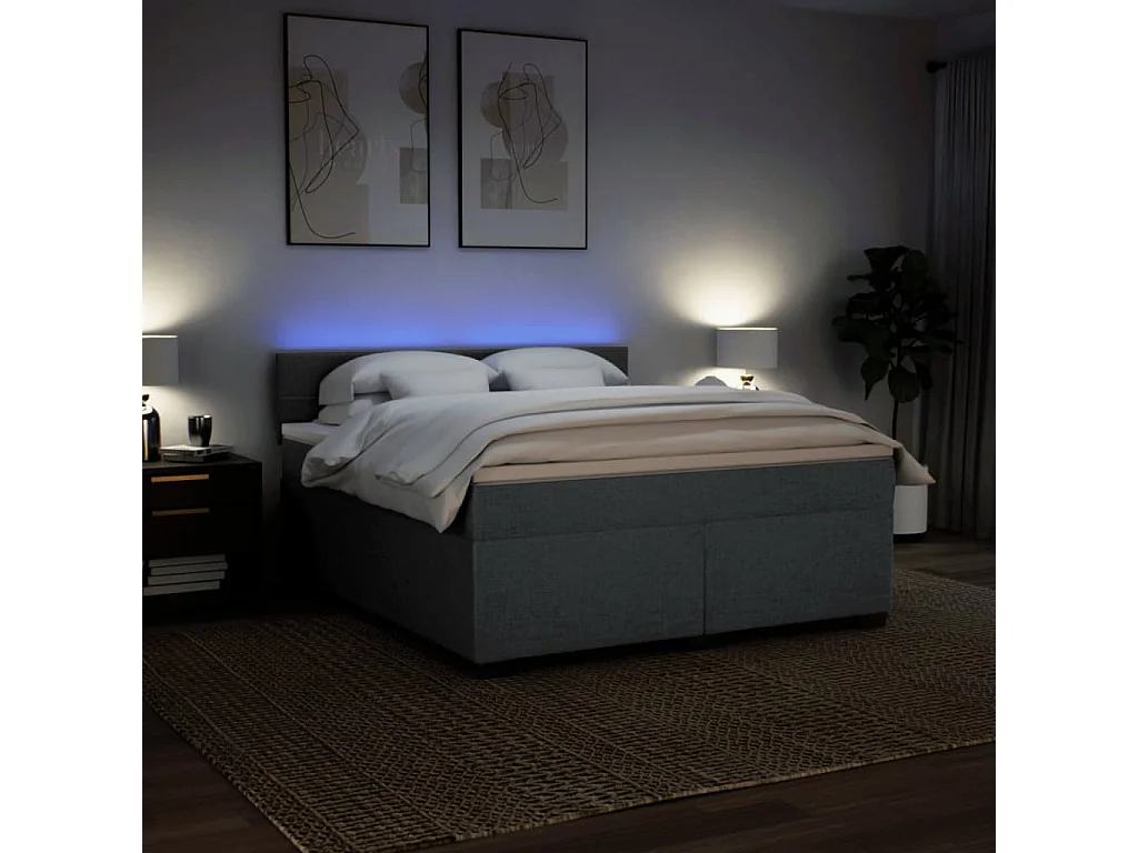 Boxspring met matras stof donkergrijs 180x200 cm