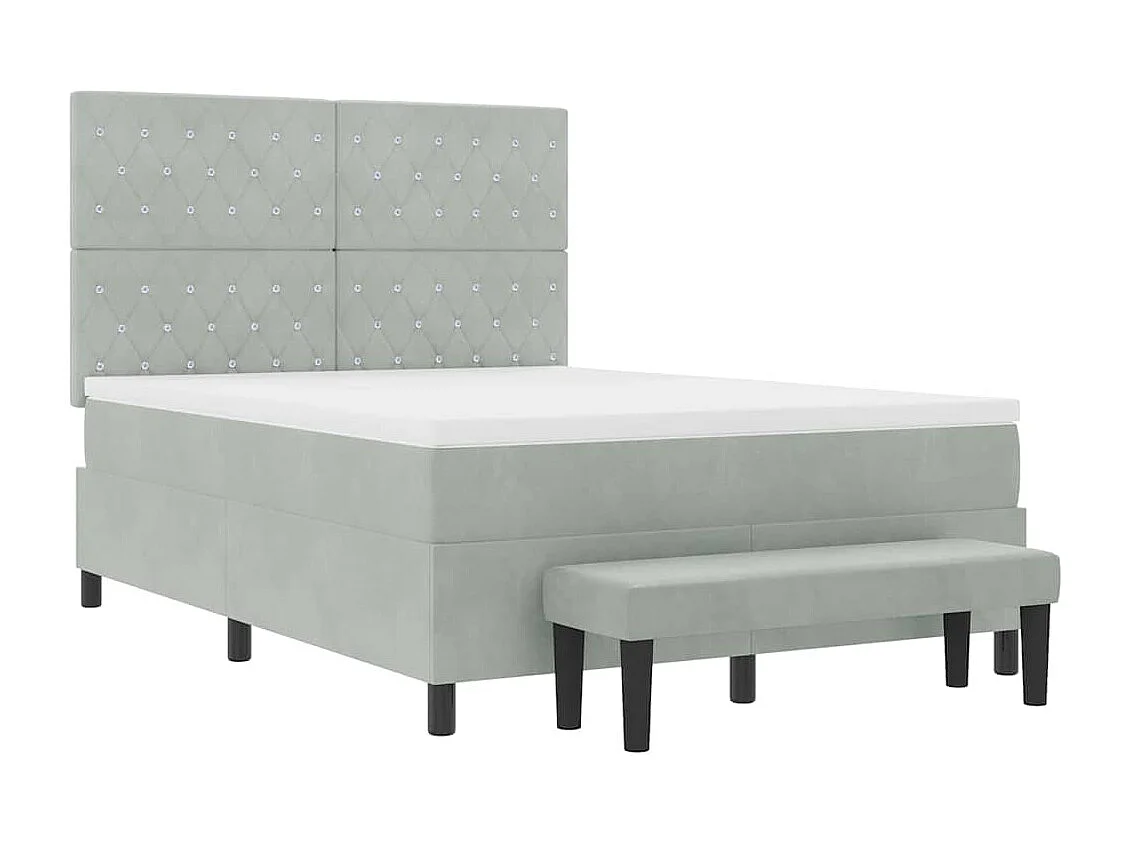 Boxspringbett mit Matratze Hellgrau 140 x 200 cm Samt