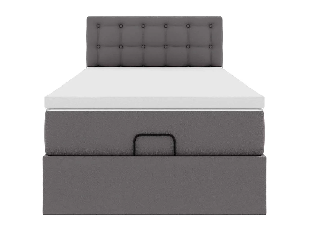 Struttura Letto Pouf con Materasso Grigio 90x200 cm Similpelle