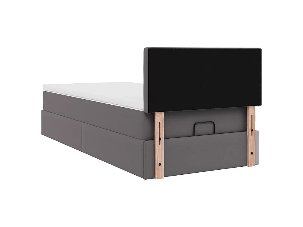 Struttura Letto Pouf con Materasso Grigio 90x200 cm Similpelle