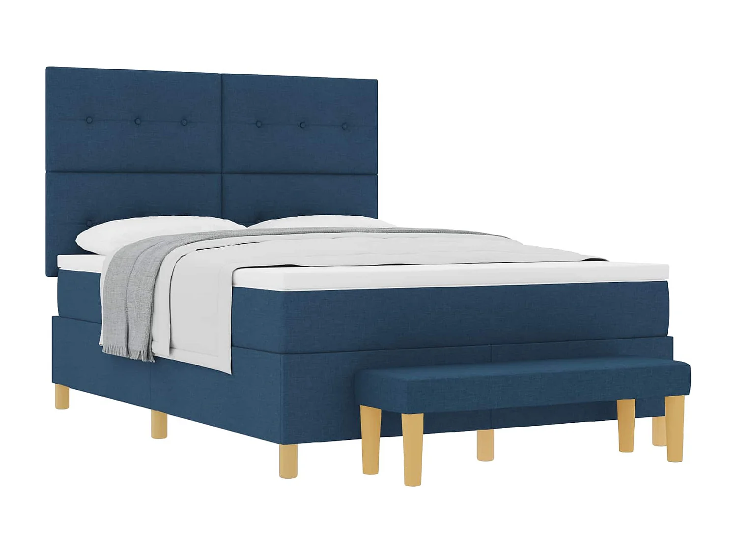 Boxspringbett mit Matratze mit Kopfteil Blau 140 x 200 cm Stoff