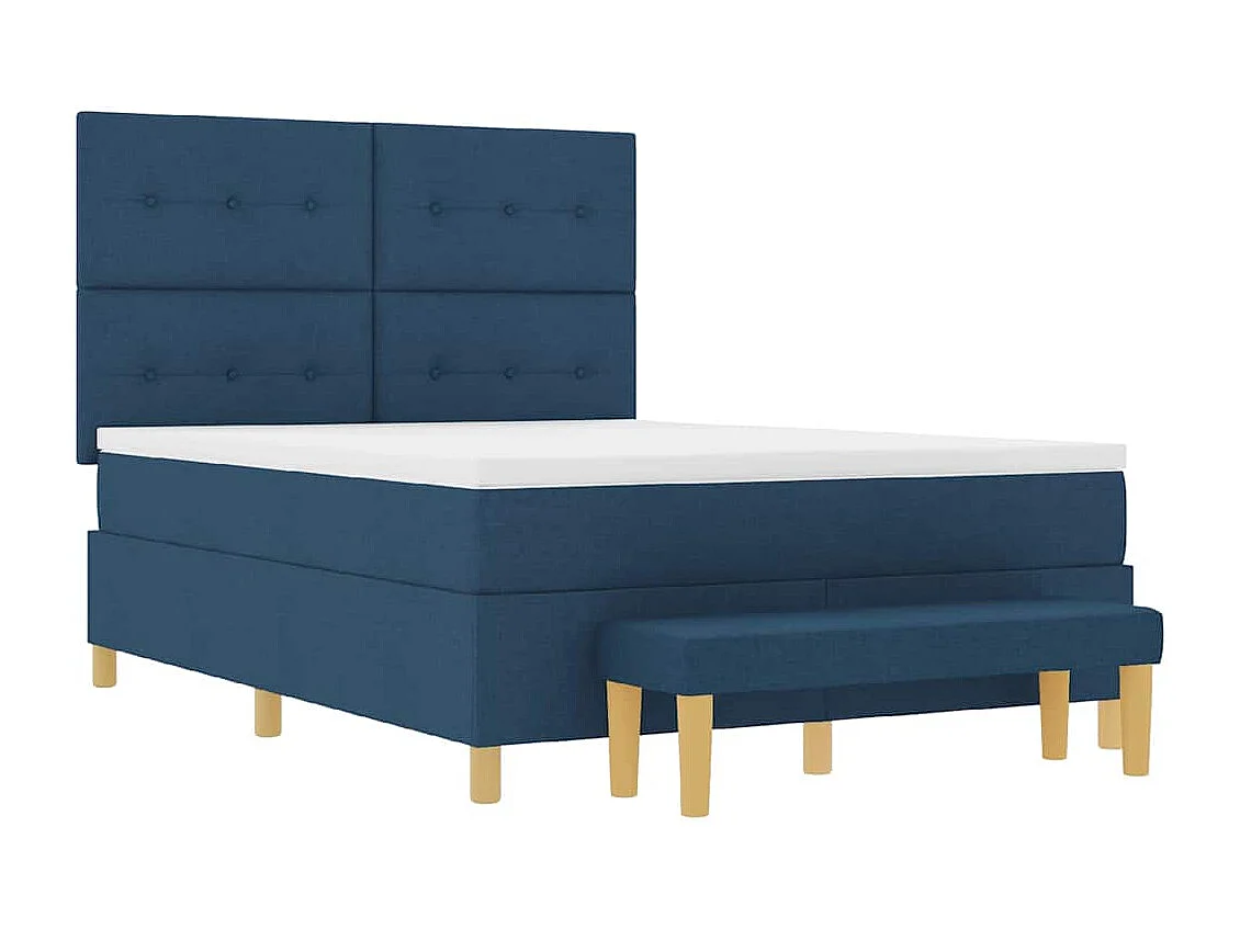 Boxspringbett mit Matratze mit Kopfteil Blau 140 x 200 cm Stoff