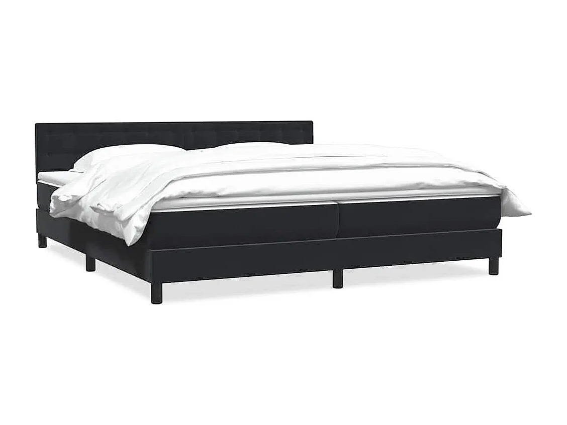 Giroletto a Molle con Materasso Nero 180x220 cm in Velluto