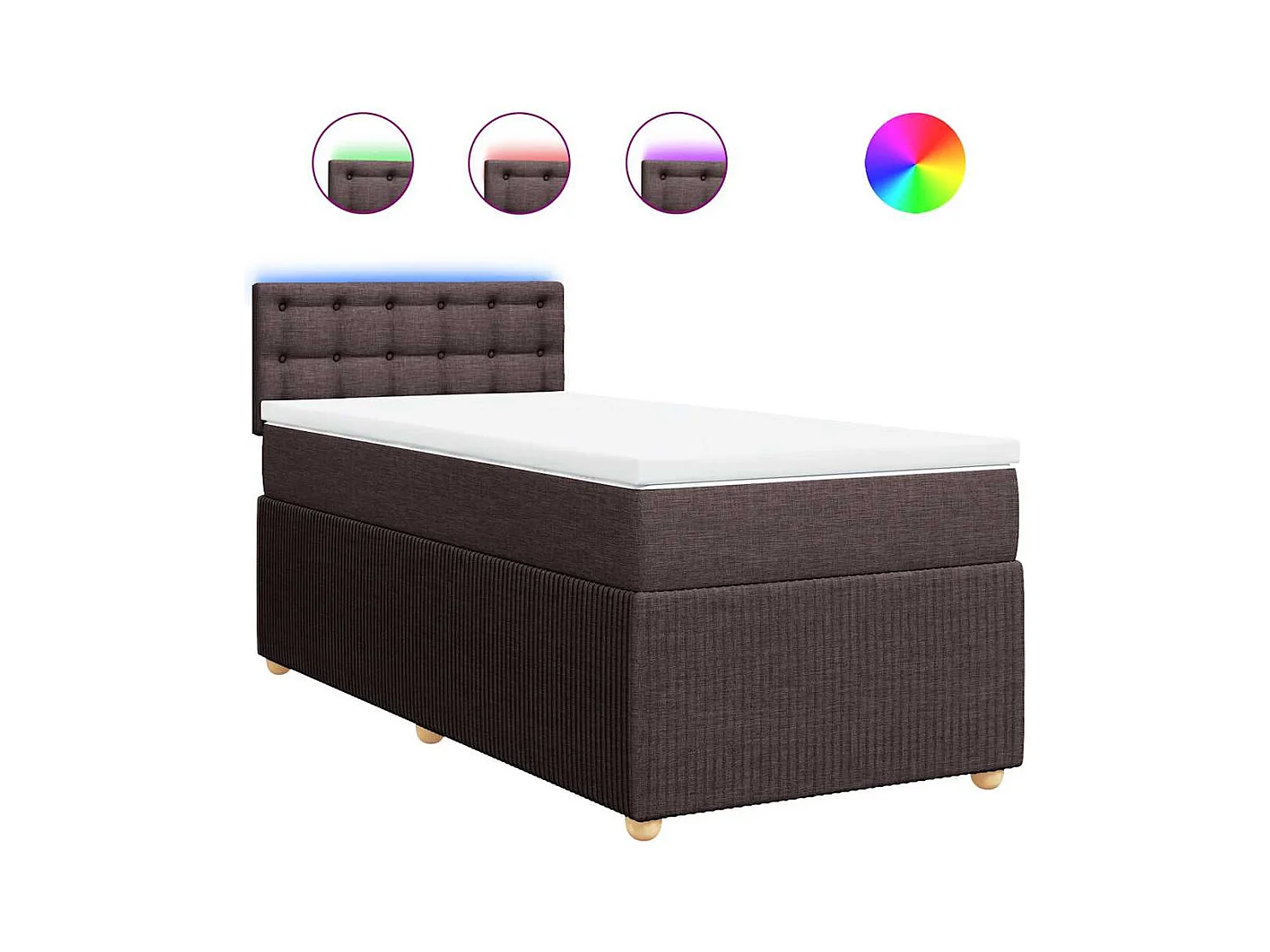 Giroletto a Molle con Materasso Marrone Scuro 90x200 cm Tessuto