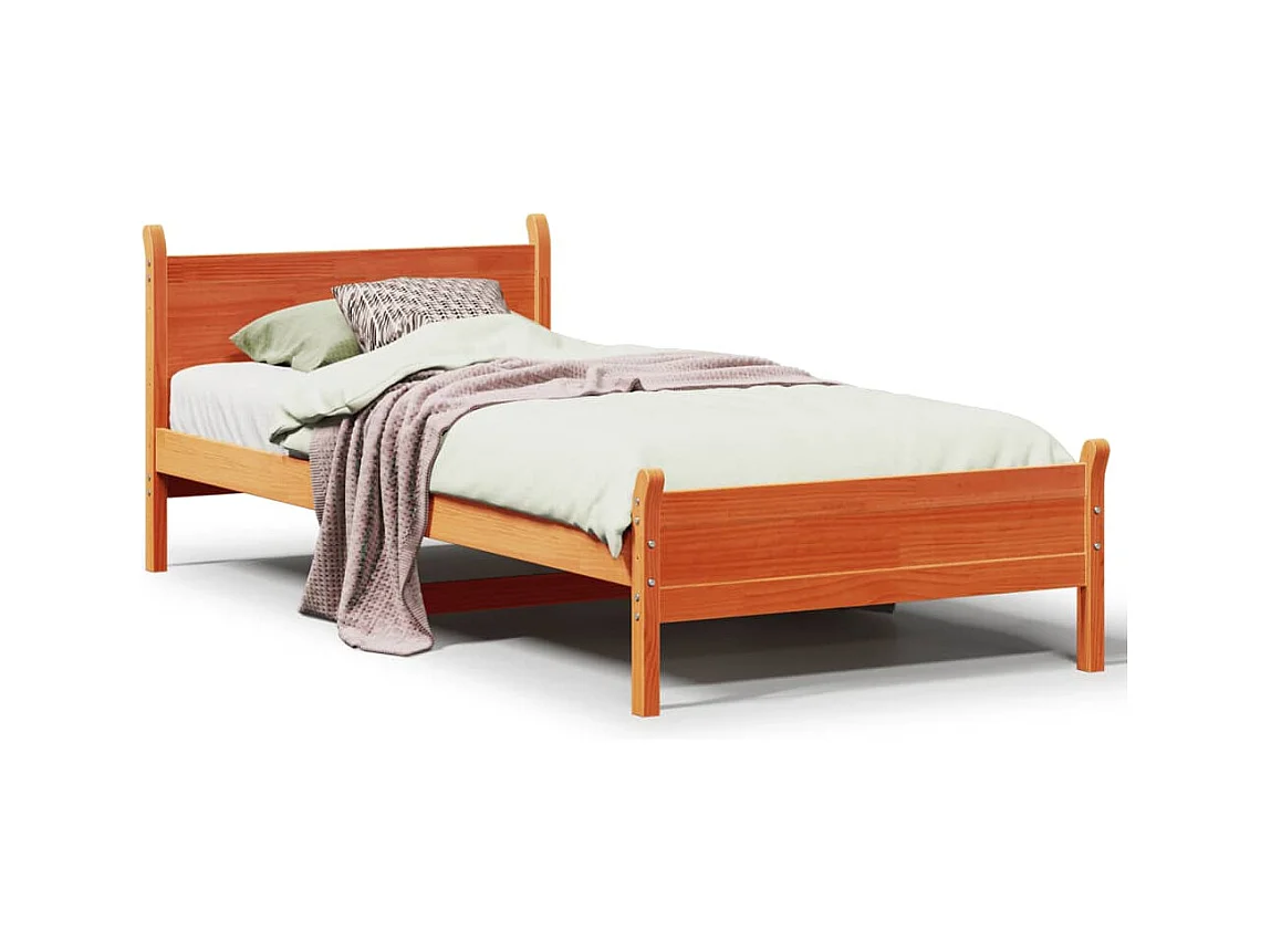 Cadre de lit sans matelas cire marron 90x200 cm bois pin massif