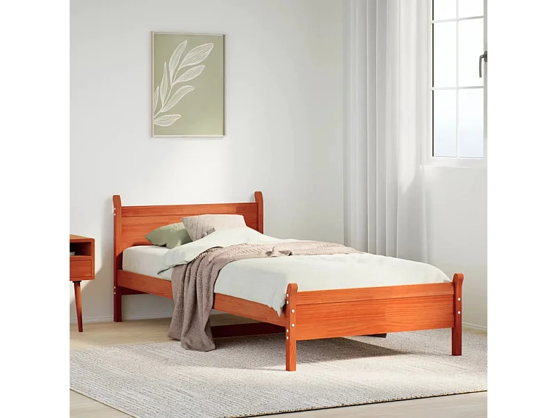 Letto senza Materasso Marrone Cera 90x200 cm Legno di Pino