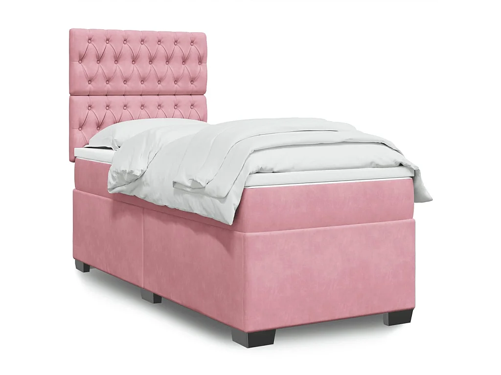 Giroletto a Molle con Materasso Rosa 90x200 cm in Velluto