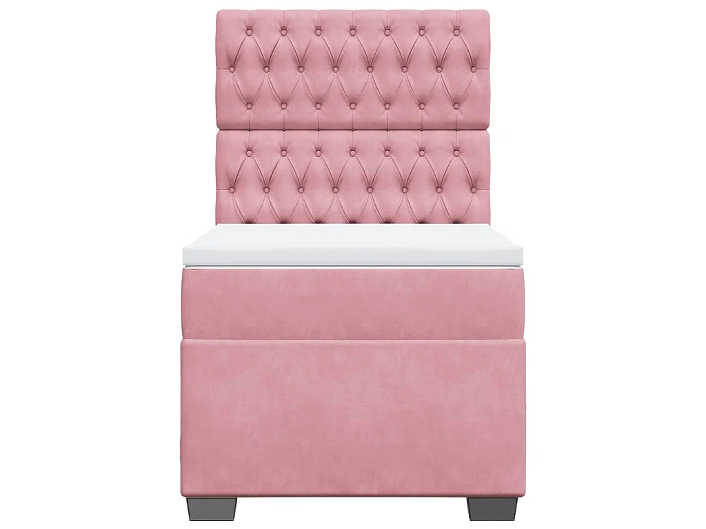 Giroletto a Molle con Materasso Rosa 90x200 cm in Velluto