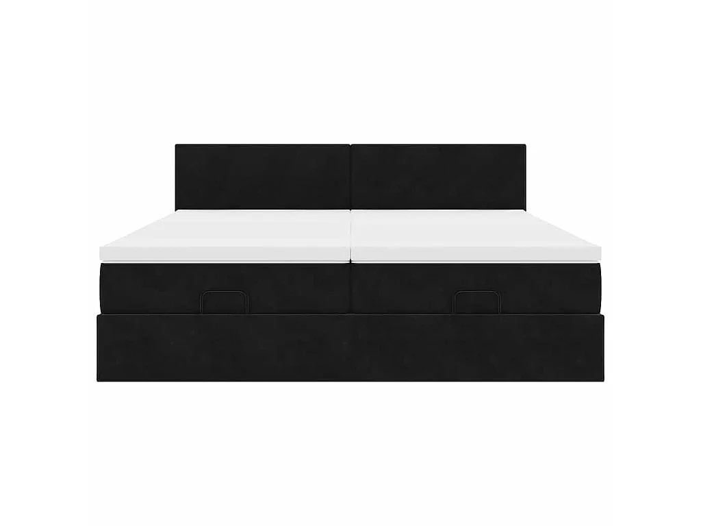 Struttura Letto Pouf con Materassi Nero 180x200 cm in Velluto