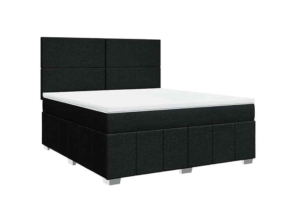 Giroletto a Molle con Materasso Nero 180x200 cm in Tessuto