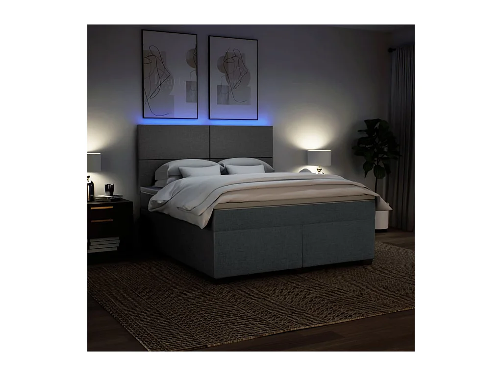 Giroletto a Molle con Materasso Grigio Scuro 180x200 cm Tessuto