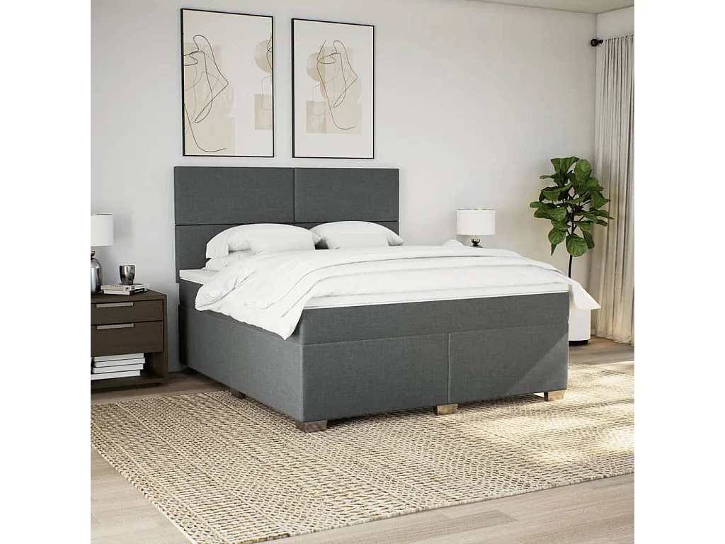 Boxspringbett mit Matratze Dunkelgrau 180x200 cm Stoff