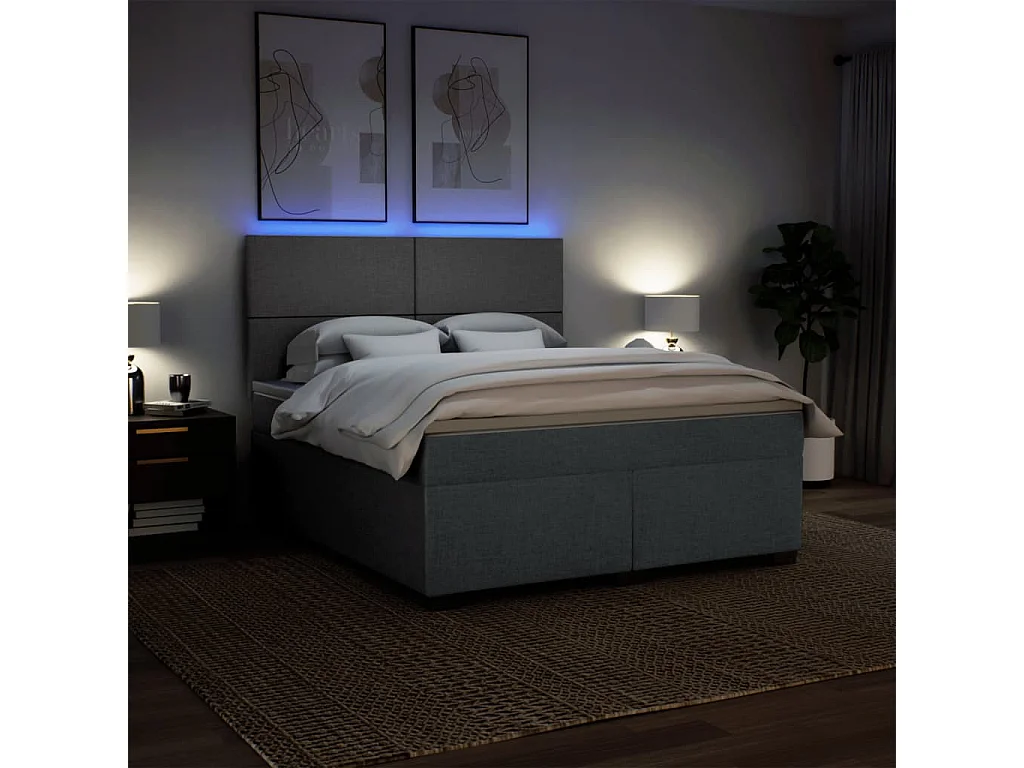Boxspringbett mit Matratze Dunkelgrau 180x200 cm Stoff
