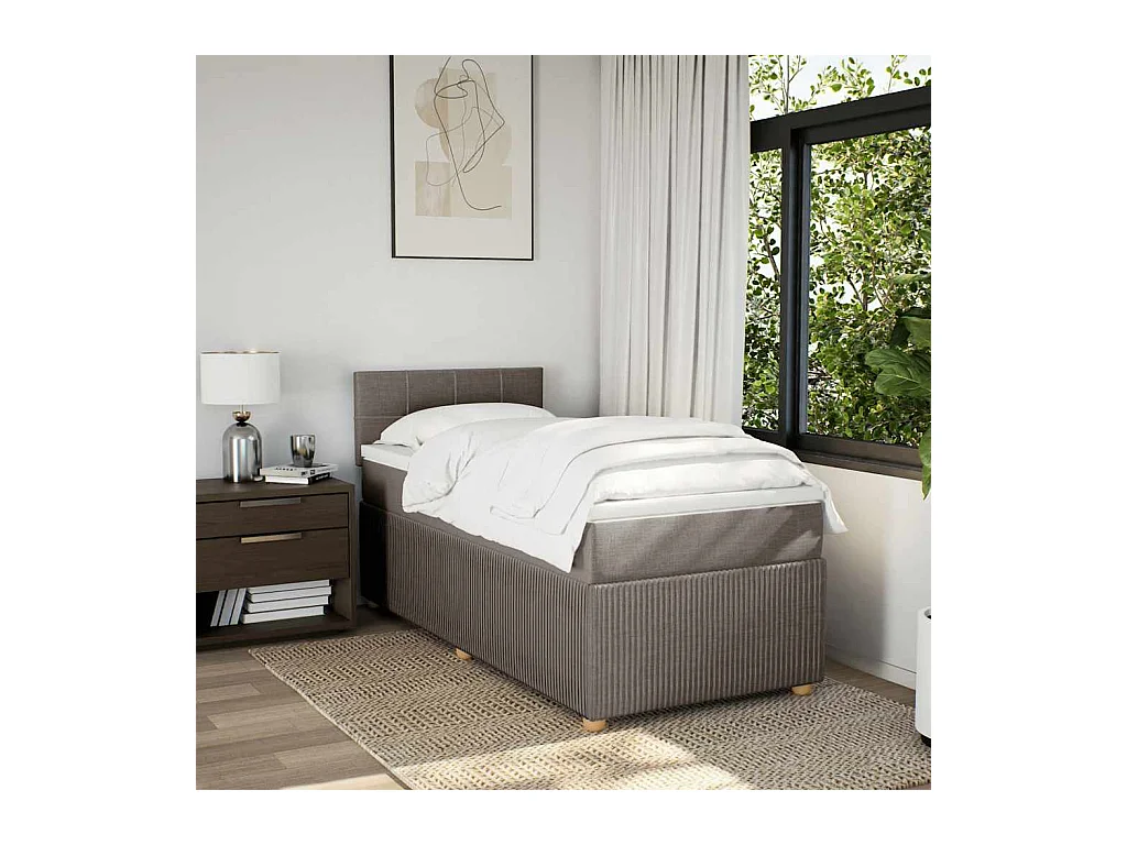Sommier à lattes de lit avec matelas Taupe 90x190 cm Tissu