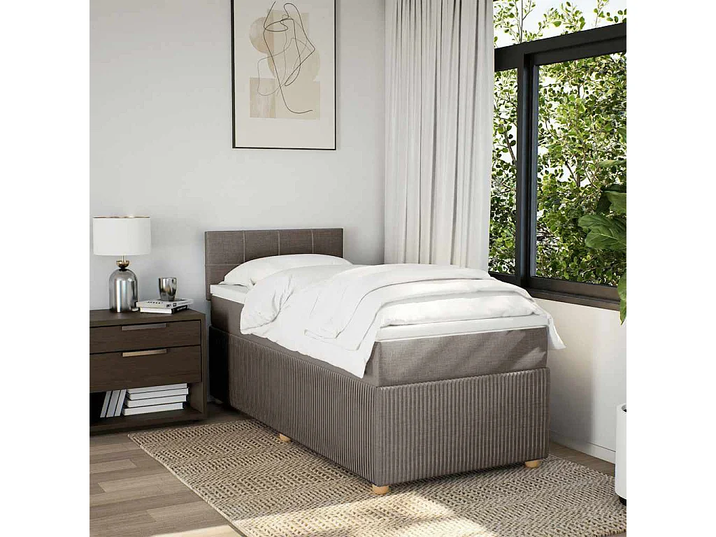 Giroletto a Molle con Materasso Tortora 90x190 cm in Tessuto