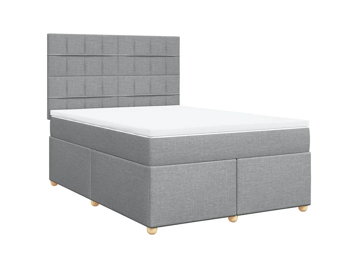 Boxspringbett mit Matratze Hellgrau 140x190 cm Stoff