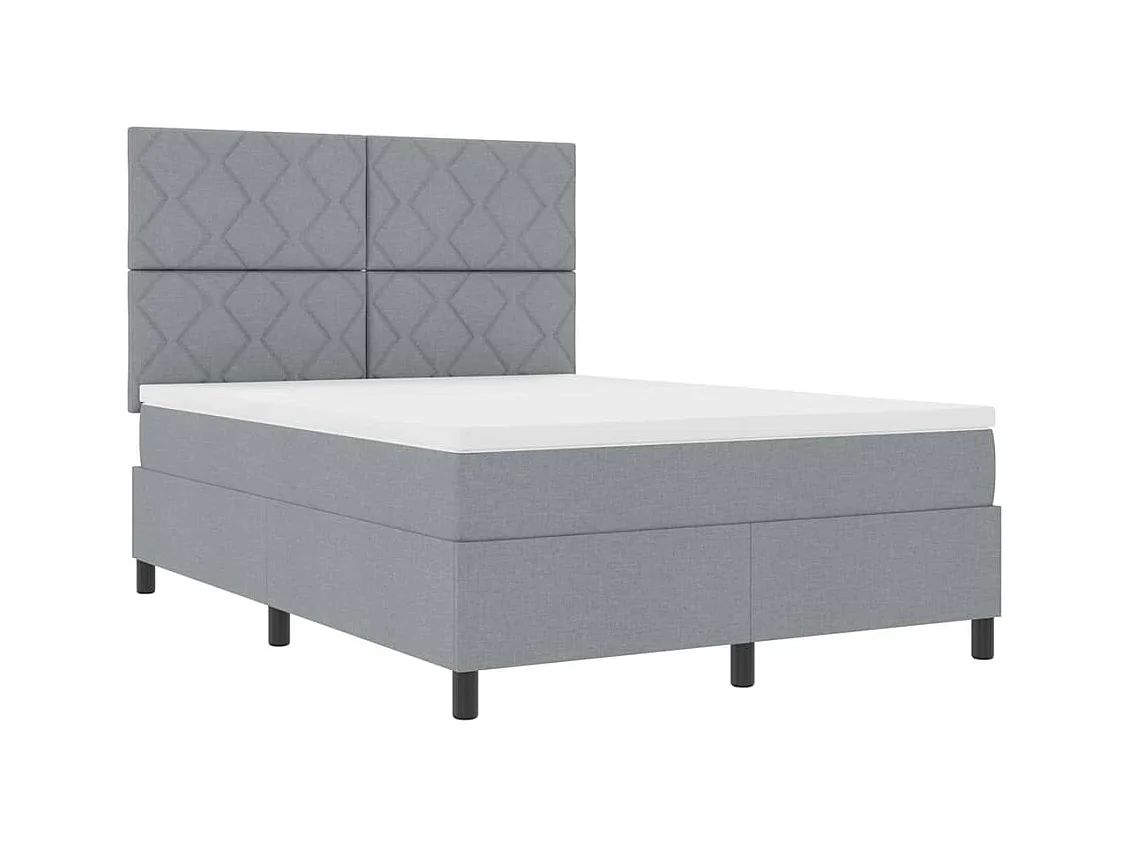 Lit à ressorts avec matelas Gris clair 140 x 200 cm tissu